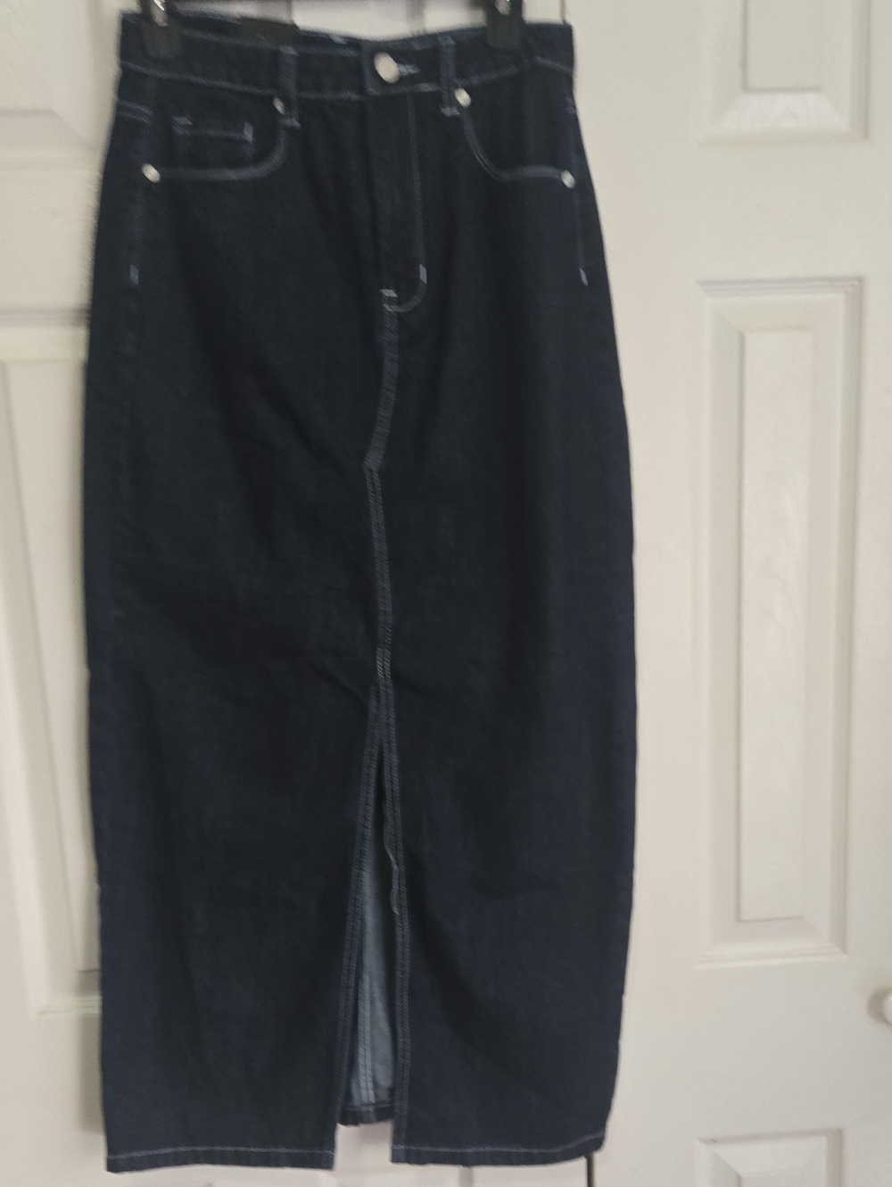NEW Blank NYC Dark Blue Denim Midi Skirt 26W